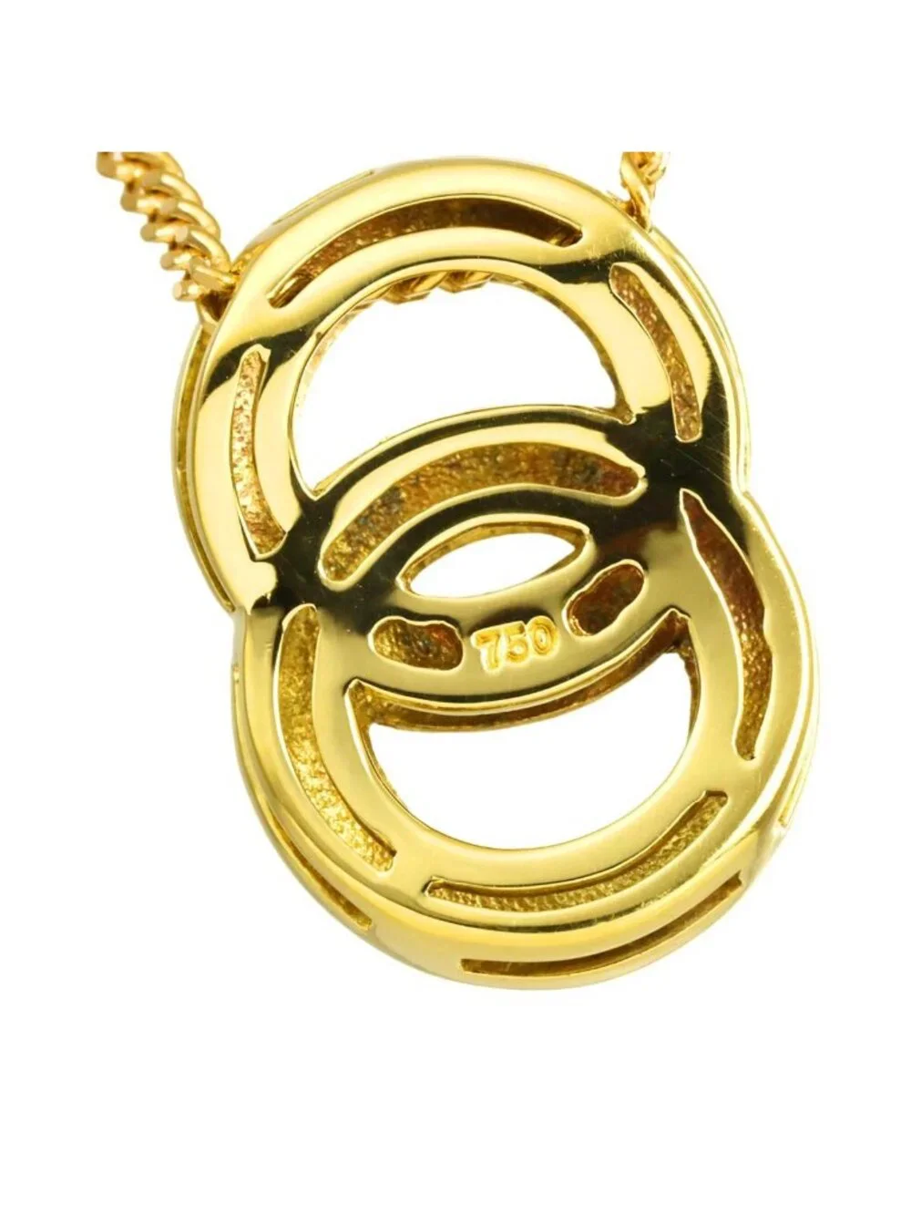Celine Logo Double Circle Necklace 44.5 18k Yellow Gold 750 Neckalce